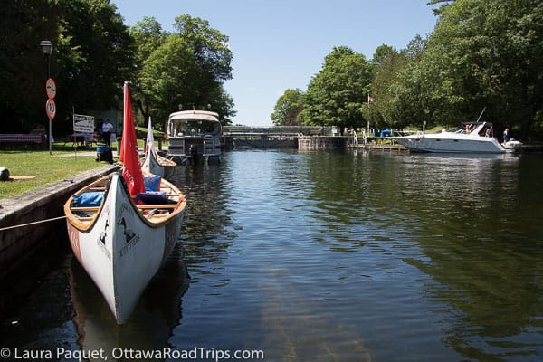 pleasure boats at chaffey's Lock on the Rideau Canal.