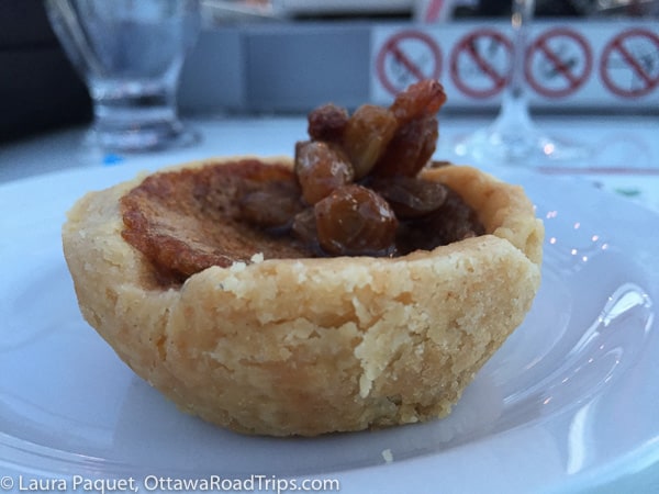 butter tart with whisky-soaked raisins.
