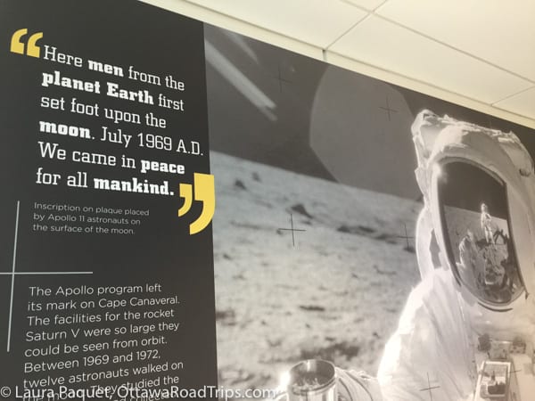 Display with photo of first man on the moon.