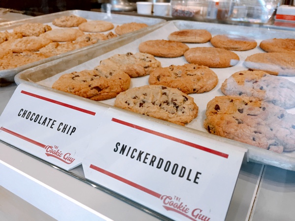 Chocolate chip cookies and snickerdoodles in a case at The Cookie Guy in Victoria, B.C.