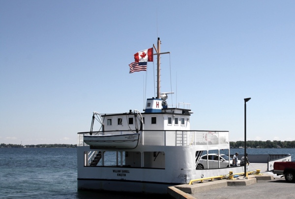 Horne's Ferry at the dock on Wolfe Island, Ontario, before heading to Cape Vincent, New York. Photo copyright Laura Paquet.