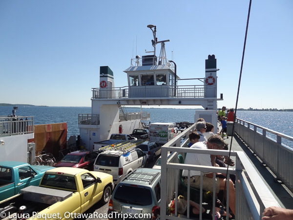 Overlooking the car deck on the Wolfe Island ferry en route from Kingston to Wolfe Island.