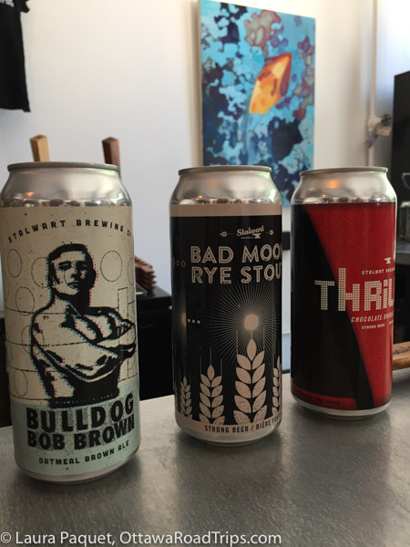 Three of the beers at Stalwart Brewing Company in Carleton Place.