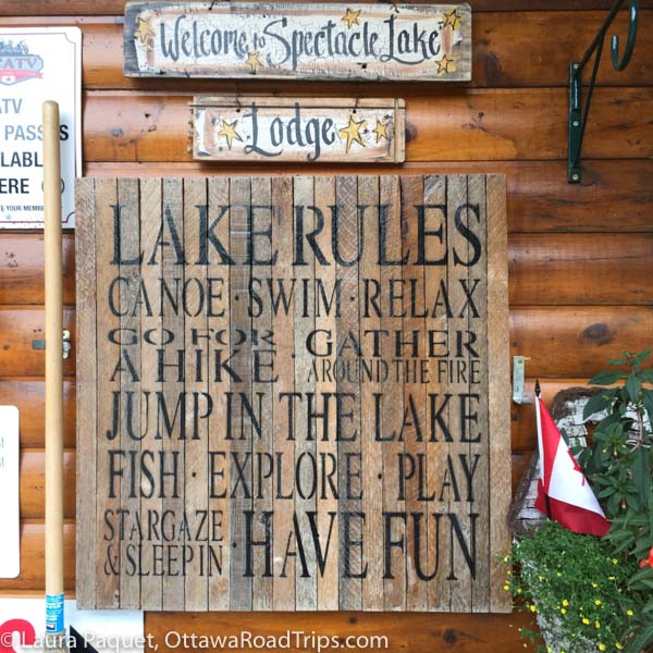 I loved this sign at the entrance to Spectacle Lake Lodge in Barry's Bay, Ontario.