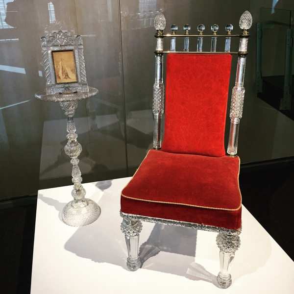 glass furniture made for indian maharajahs, on display at the corning museum of glass. photo by laura byrne paquet.
