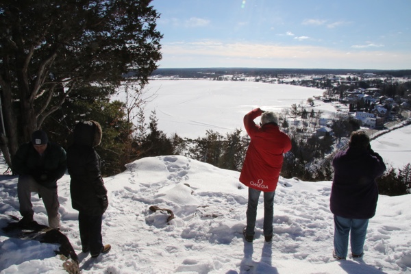 A group of photographers polishing their winter photography skills with County Outings at Foley Mountain Conservation Area, overlooking Westport. Photo by Laura Byrne Paquet.