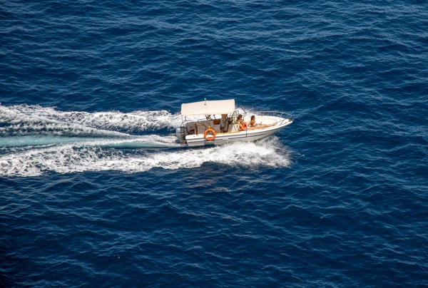 speedboat on blue water