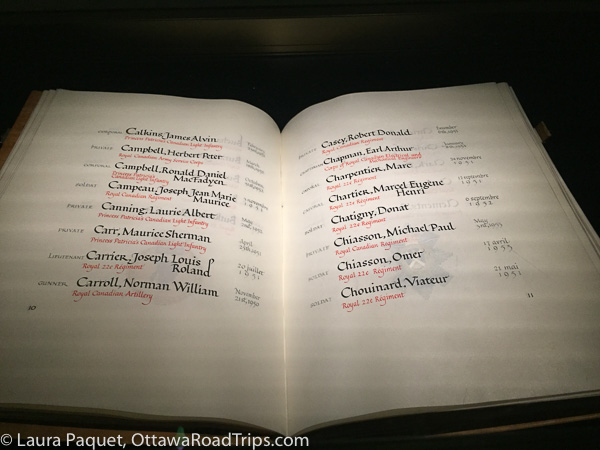book of remembrance in the west block on parliament hill in ottawa.