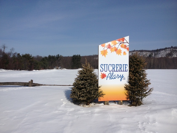 Sign for Sucrerie Alary sugar bush. Photo by Eric Fletcher.