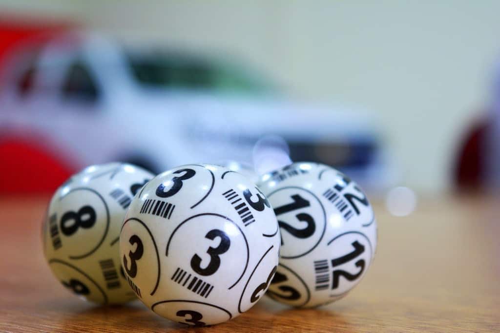 closeup of several black-and-white bingo balls