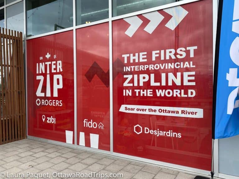 Zip lining across the Ottawa River on Interzip Rogers - Ottawa Road Trips