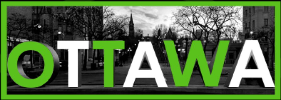 Ottawa sign with green and white letters