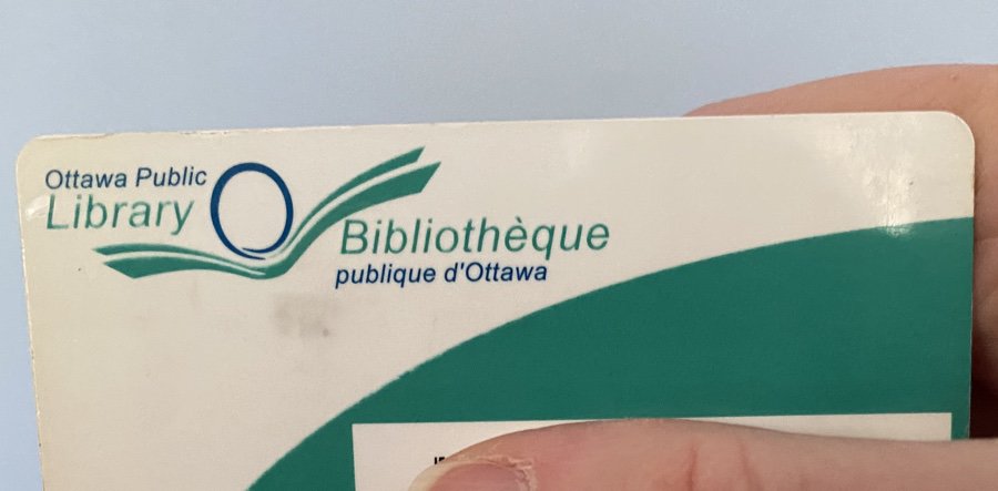 Closeup of an Ottawa Public Library card