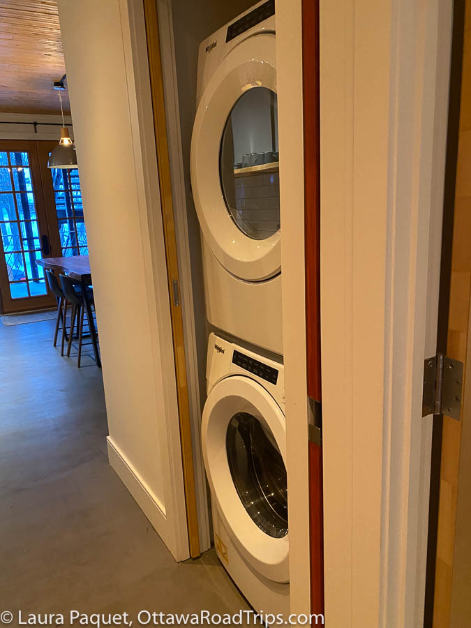 stacking washer and dryer in a closet