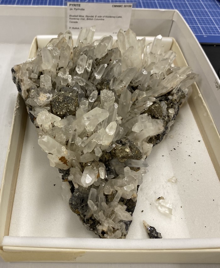 large chunk of pyrite with clear crystals and glittering bits