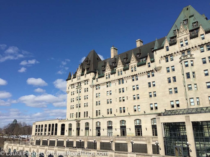 fairmont chateau laurier hotel in ottawa, a large limestone building with a copper roof