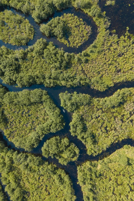 aerial view of water maze at parc nature Éco-odyssée