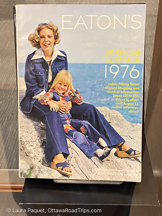 woman and girl in denim outfits on cover of 1976 spring and summer eaton's catalogue